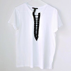 Forever21 Lace Up T-Shirt - Size Large